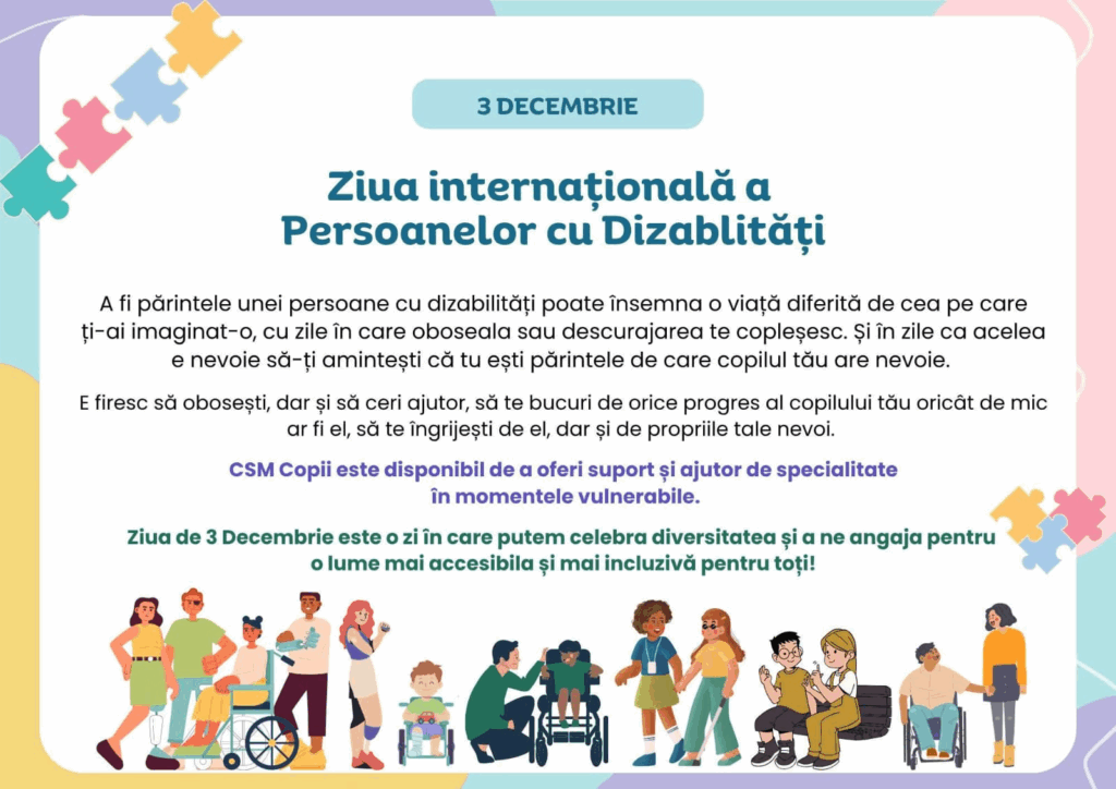 3 Decembrie – ZIUA INTERNAȚIONALĂ A PERS. CU DIZABILITĂȚI
